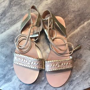 Jack Rogers Nude Lace Up Sandals Size 8.5